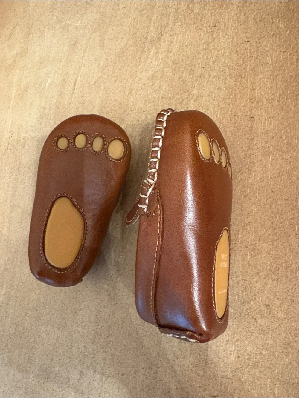 Children's Tan Leather Moccasin Slip-Ons